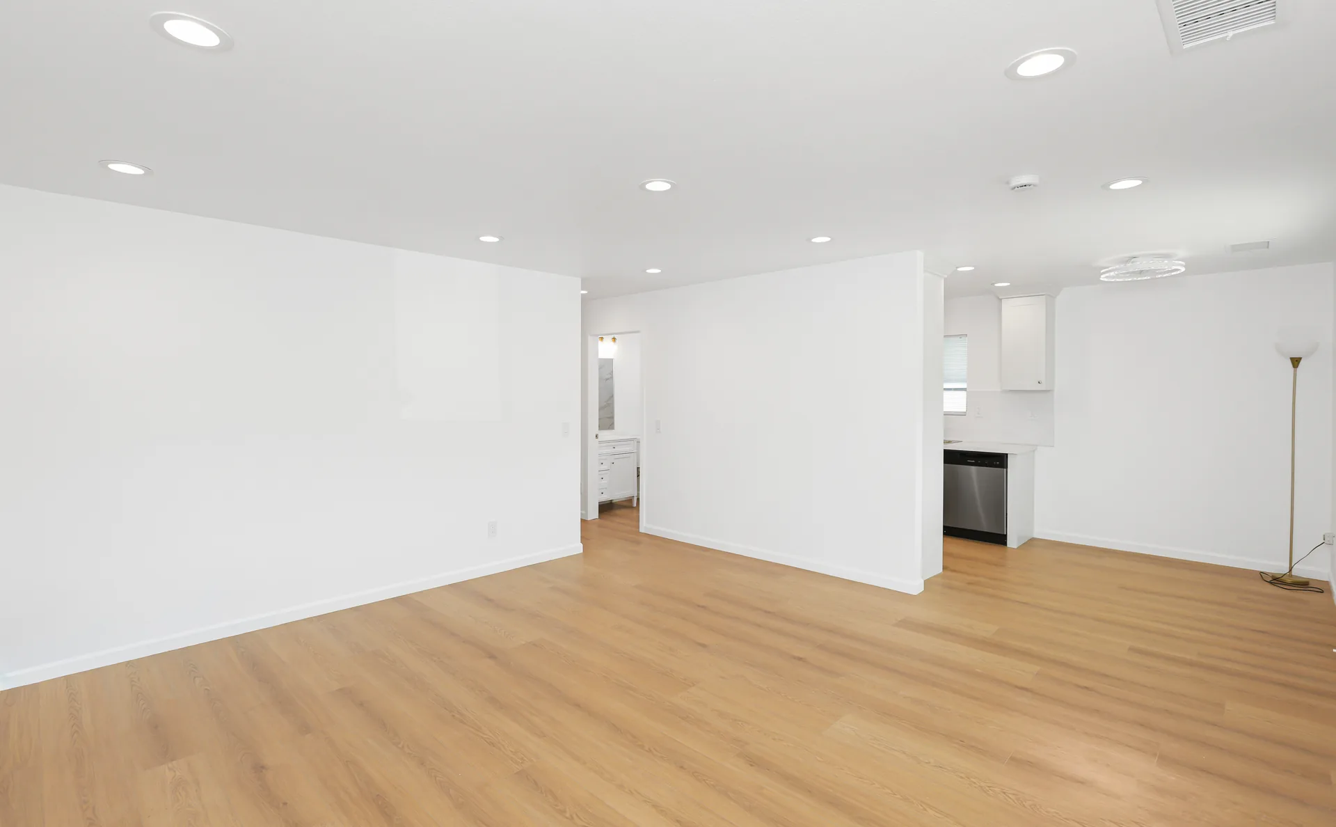 Detached ADU — living room toward the kitchen, Buena Park, Avorino