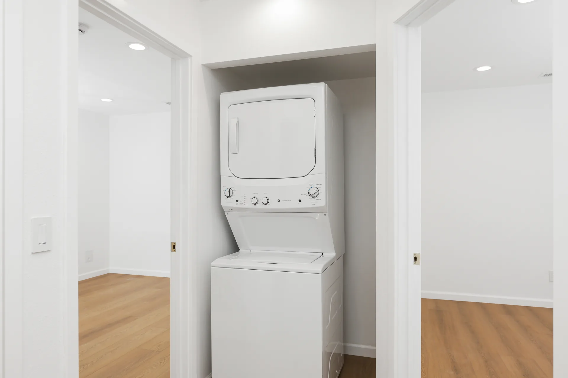 Detached ADU — stacked laundry closet off the hall, Buena Park, Avorino