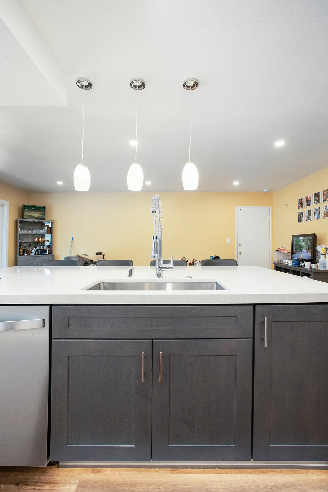 Open-concept kitchen remodel — island detail, Orange, Avorino